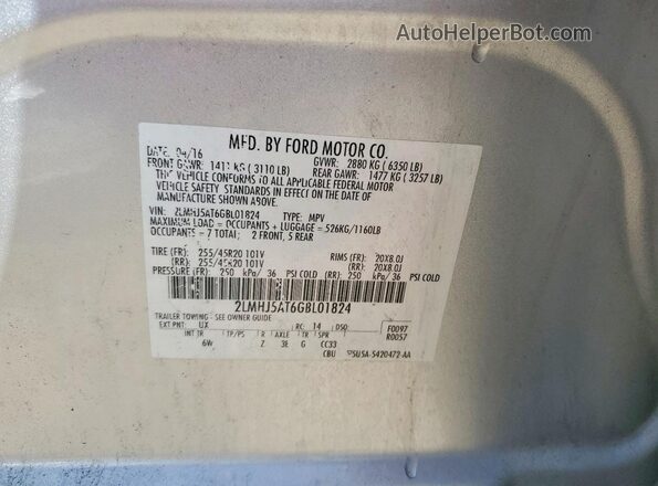 2LMHJ5AT6GBL01824 2016 LINCOLN MKT Silver 