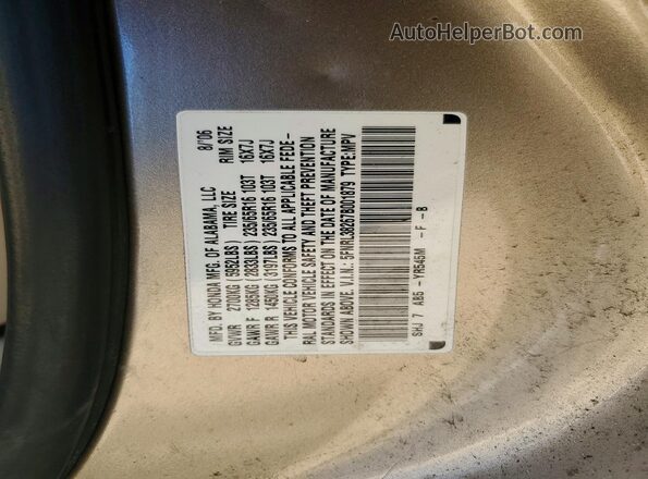 5FNRL38267B001879 2007 HONDA ODYSSEY Tan Widok komory silnika