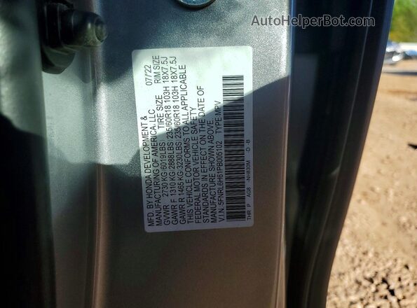 5FNRL6H61PB005102 2023 HONDA ODYSSEY Серебряный 