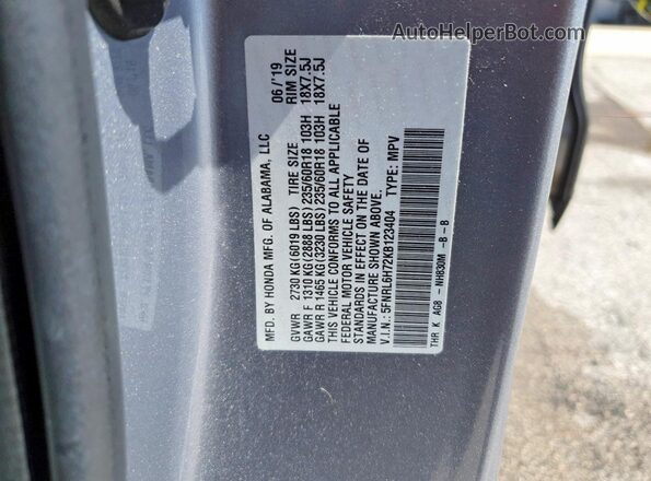 5FNRL6H72KB123404 2019 HONDA ODYSSEY Silver 