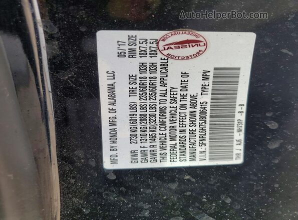 5FNRL6H75JB006415 2018 HONDA ODYSSEY Black 