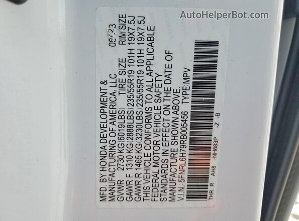 5FNRL6H79RB005456 2024 HONDA ODYSSEY White 
