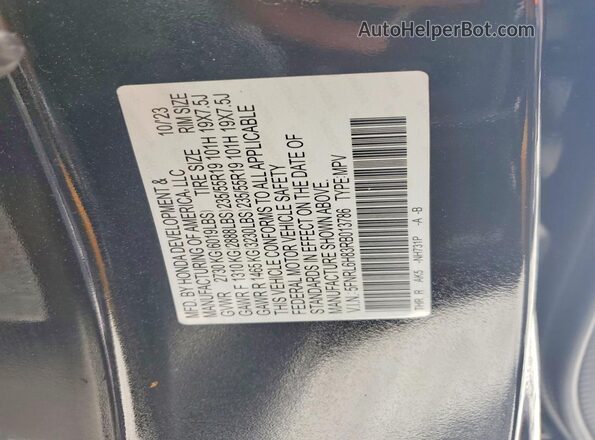 5FNRL6H83RB013786 2024 HONDA ODYSSEY Черный Вид наклейки с VIN-кодом