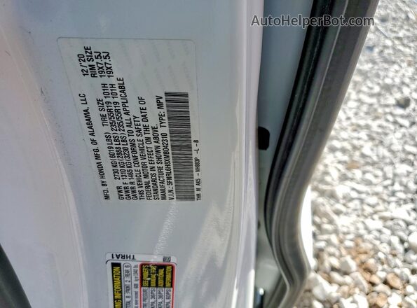 5FNRL6H8XMB042310 2021 HONDA ODYSSEY White Вид наклейки з VIN-кодом