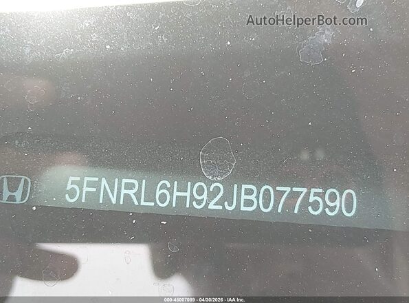 5FNRL6H92JB077590 2018 HONDA ODYSSEY Gray Vista del compartimento del motor