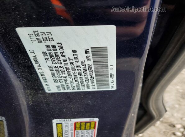 5FNRL6H92LB022852 2020 HONDA ODYSSEY Blue Vista de la etiqueta del VIN