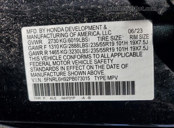 5FNRL6H92PB073015 2023 HONDA 1100 Black 