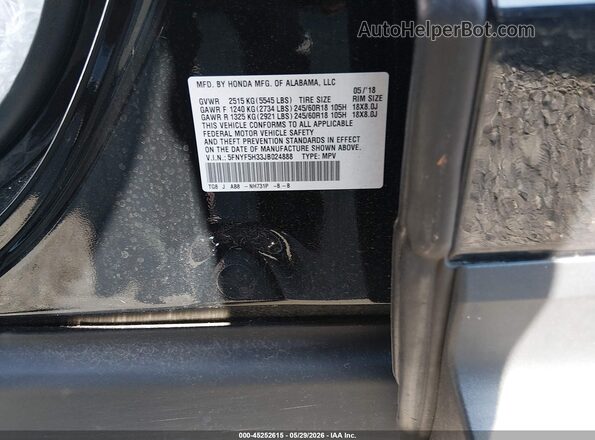 5FNYF5H33JB024888 2018 HONDA PILOT Черный Вид подкапотного пространства