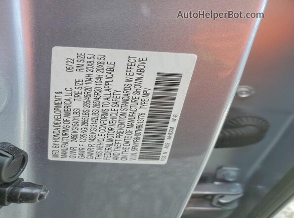 5FNYF8H07NB013776 2022 HONDA PASSPORT Silver Սալոնի 360 աստիճան տեսք