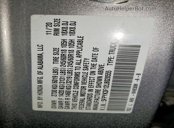 5FPYK3F12LB028555 2020 HONDA RIDGELINE Silver Вид підкапотного простору