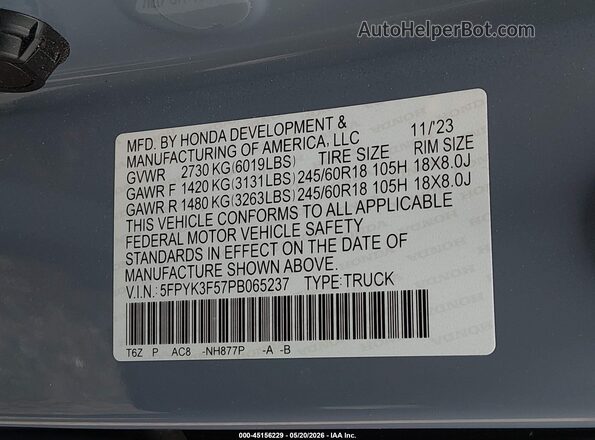 5FPYK3F57PB065237 2023 HONDA RIDGELINE Light Blue Engine compartment view