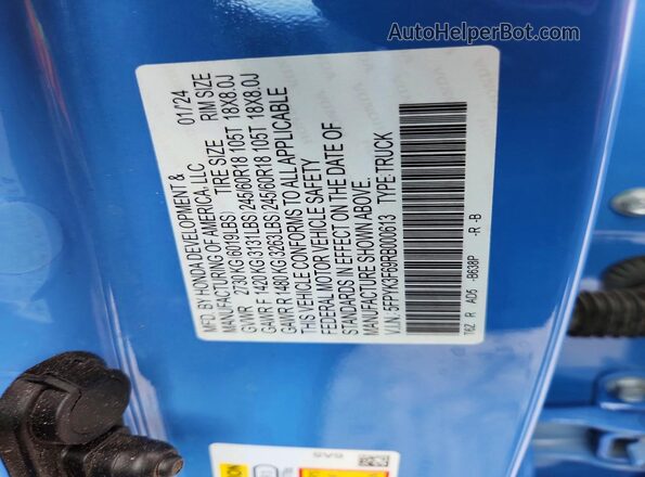 5FPYK3F69RB000613 2024 HONDA RIDGELINE Blue Engine compartment view