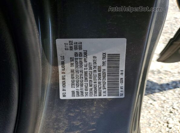 5FPYK3F72HB039714 2017 HONDA RIDGELINE Charcoal Vista de la etiqueta del VIN