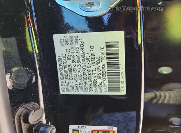 5FPYK3F88NB036126 2022 HONDA RIDGELINE Black Вид підкапотного простору