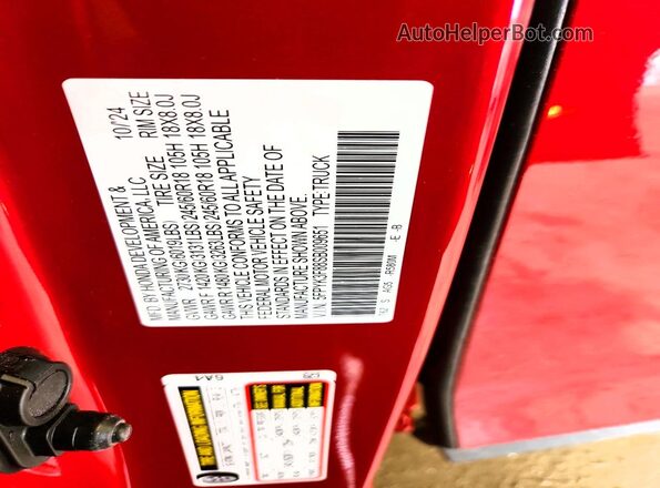 5FPYK3F88SB009651 2025 HONDA RIDGELINE Maroon Вид підкапотного простору