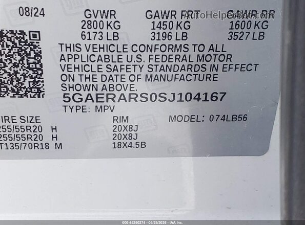 5GAERARS0SJ104167 2025 BUICK ENCLAVE White Engine compartment view