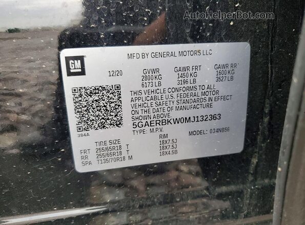 5GAERBKW0MJ132363 2021 BUICK ENCLAVE Black 