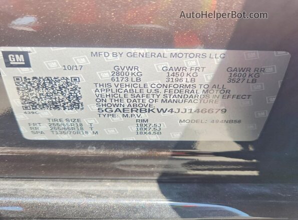 5GAERBKW4JJ146679 2018 BUICK ENCLAVE Brown 