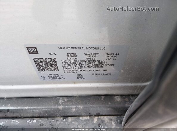 5GAERCKW1NJ149454 2022 BUICK ENCLAVE Silver Вид підкапотного простору