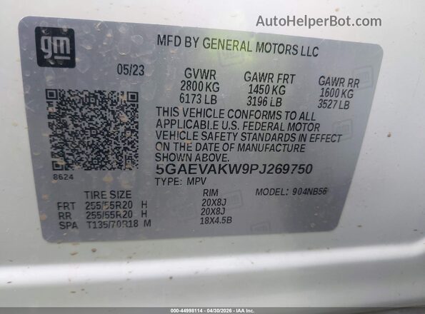 5GAEVAKW9PJ269750 2023 BUICK ENCLAVE White Engine compartment view