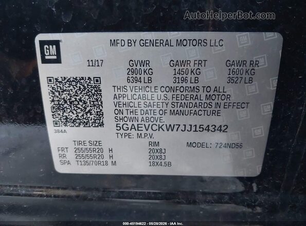 5GAEVCKW7JJ154342 2018 BUICK ENCLAVE Black Շարժիչի բաժամունքի տեսք