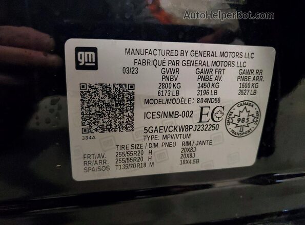 5GAEVCKW8PJ232250 2023 BUICK ENCLAVE Black 