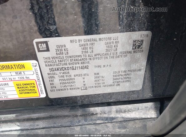 5GAKVCKD1GJ114042 2016 BUICK ENCLAVE Black Вид підкапотного простору