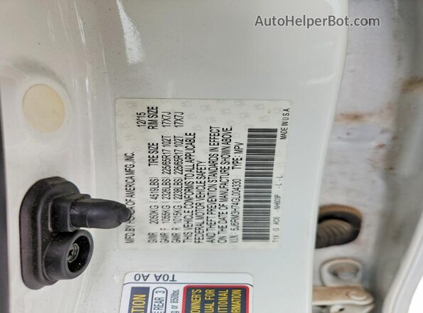 5J6RM3H74GL004330 2016 HONDA CR-V White 