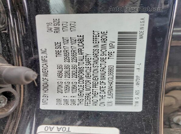 5J6RM4H40GL068893 2016 HONDA CR-V Black 