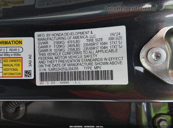 5J6RS3H25SL004355 2025 HONDA CR-V Dark Blue 
