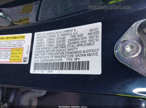 5J6RS6H94PL012419 2023 HONDA CR-V Blue Engine compartment view