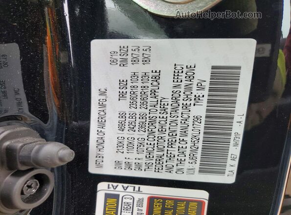 5J6RW2H52KL017296 2019 HONDA CR-V Charcoal 