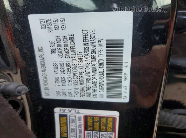 5J6RW2H56ML013870 2021 HONDA CR-V Black 