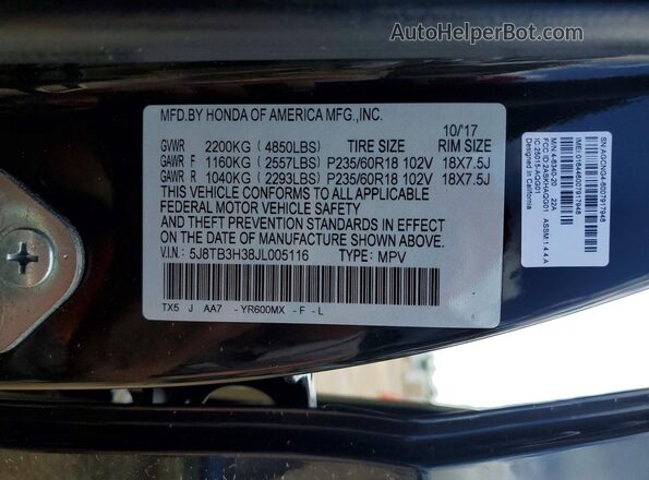 5J8TB3H38JL005116 2018 ACURA RDX Brown 
