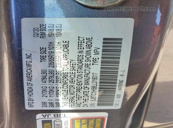 5J8TC1H58LL018017 2020 ACURA RDX Gray 