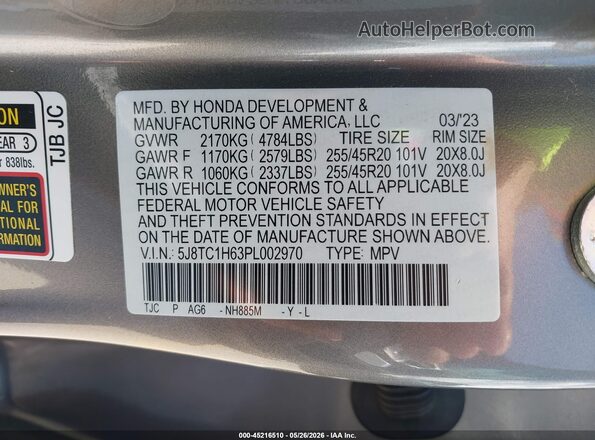 5J8TC1H63PL002970 2023 ACURA RDX Gray Widok komory silnika