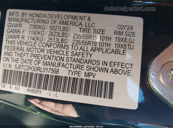 5J8TC2H30RL017568 2024 ACURA RDX Black 
