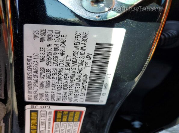 5J8TC2H52TL001414 2026 ACURA RDX Black Vista de la etiqueta del VIN