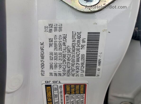 5J8TC2H58LL029069 2020 ACURA RDX White Панорамний вид салону 360°