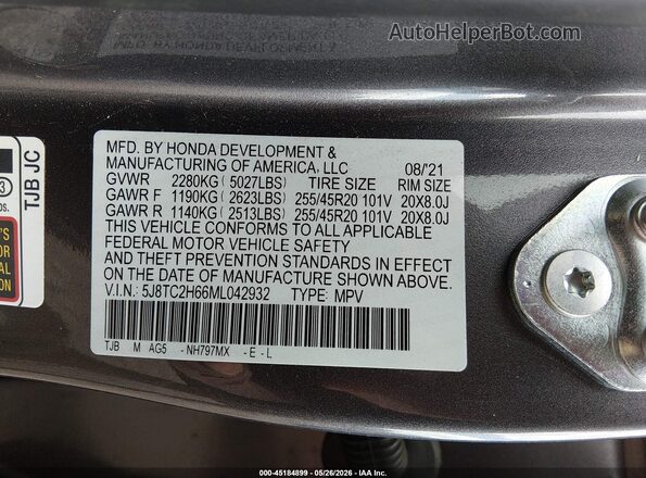 5J8TC2H66ML042932 2021 ACURA RDX Silver 