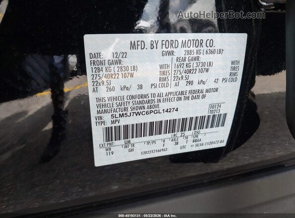 5LM5J7WC6PGL14274 2023 LINCOLN AVIATOR Black Вид підкапотного простору
