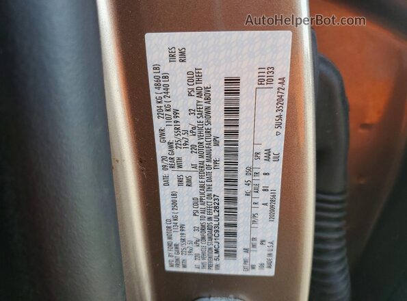5LMCJ1C93LUL28237 2020 LINCOLN CORSAIR Tan 