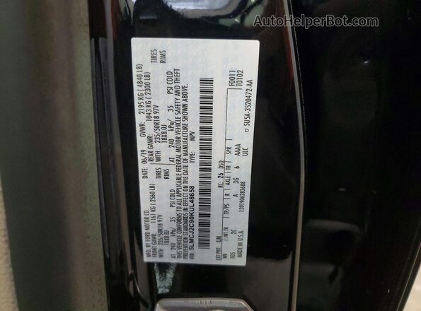 5LMCJ2C90KUL48658 2019 LINCOLN MKC Black Vista de la etiqueta del VIN