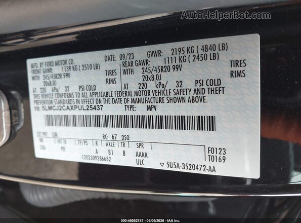 5LMCJ2CAXPUL25437 2023 LINCOLN CORSAIR Black Вид підкапотного простору