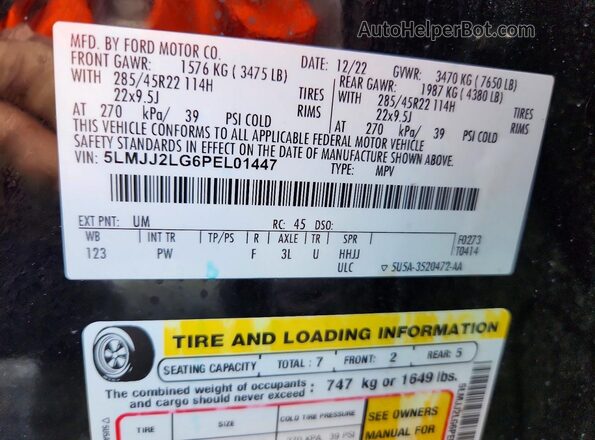 5LMJJ2LG6PEL01447 2023 LINCOLN NAVIGATOR Black 