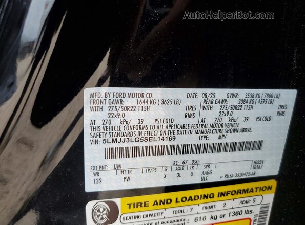 5LMJJ3LG5SEL14169 2025 LINCOLN NAVIGATOR Black Widok naklejki z numerem VIN
