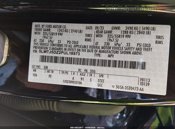 5LMTJ5DZ2PUL18973 2023 LINCOLN CORSAIR Black 