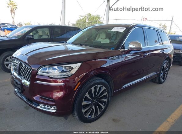 5LMYJ9YY9LGL25037 2020 LINCOLN AVIATOR Burgundy წინა მარცხენა ხედი სამი მეოთხედიდან