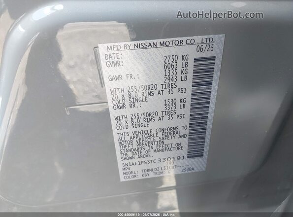 5N1AL1FS3TC330191 2026 INFINITI QX60 Gray Շարժիչի բաժամունքի տեսք