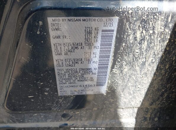 5N1AR2MM1GC614563 2016 NISSAN PATHFINDER Black Engine compartment view